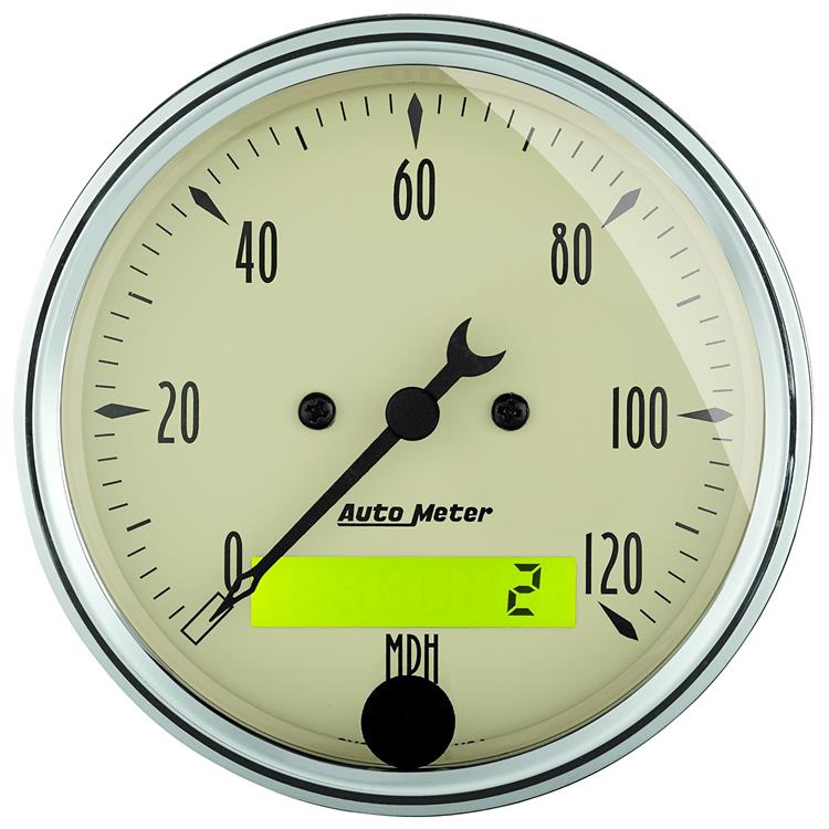 Speedometer 80mm 0-120mph Antique Beige Electronic