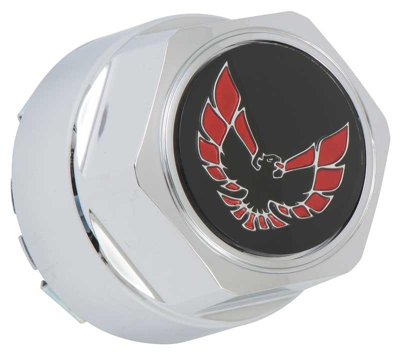 Wheel Center Caps Chrome with Red Bird Emblem and Metal Clips