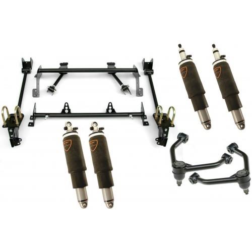 Air Suspension System for 68-70 Mopar “B” Body. Includes front HQ Series ShockWaves, upper StrongArms, rear HQ Series Shockwaves and Bolt-On 4-Link.