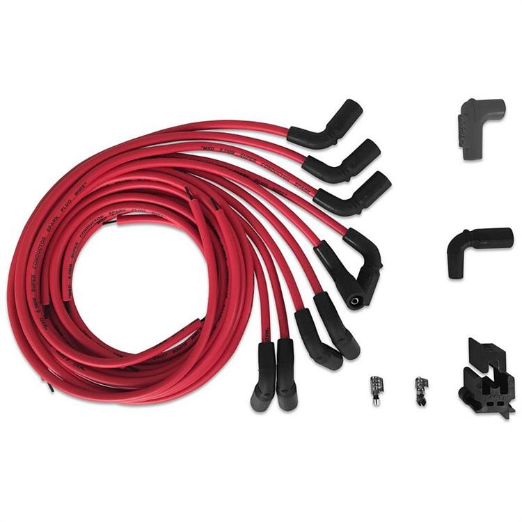 Spark Plug Wires, Super Conductor, Spiral Core, 8.5mm, Red, 90 Degree Boots, Chevy, LT1