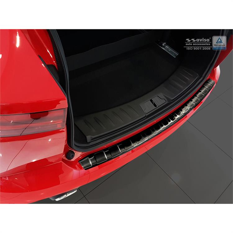 Zwart RVS Achterbumperprotector passend voor Jaguar E-Pace 2017-2020 & FL 2020- 'Ribs'