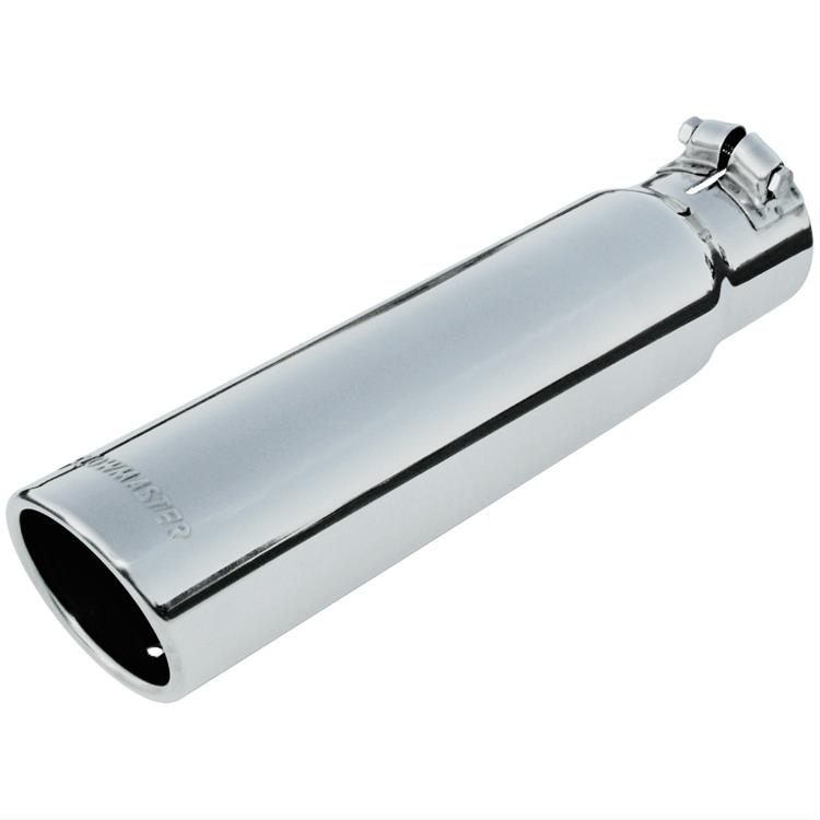 Exhaust Tip, Stainless, Polished, Slant/Rolled Edge, 2.5 in. Inlet, 3 in. Outlet, 12 in. Long, Each