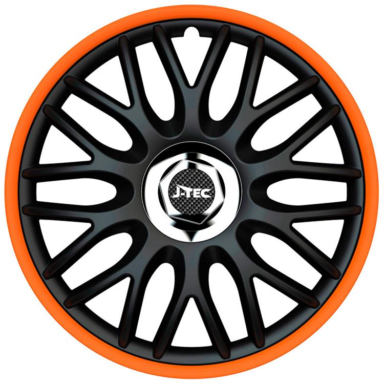 Set J-Tec wheel covers Orden R 14-inch black/orange + chrome ring