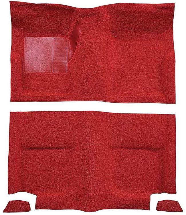 1965-68 Mustang Fastback Passenger Area Nylon Loop Floor Carpet without Fold Downs - Red