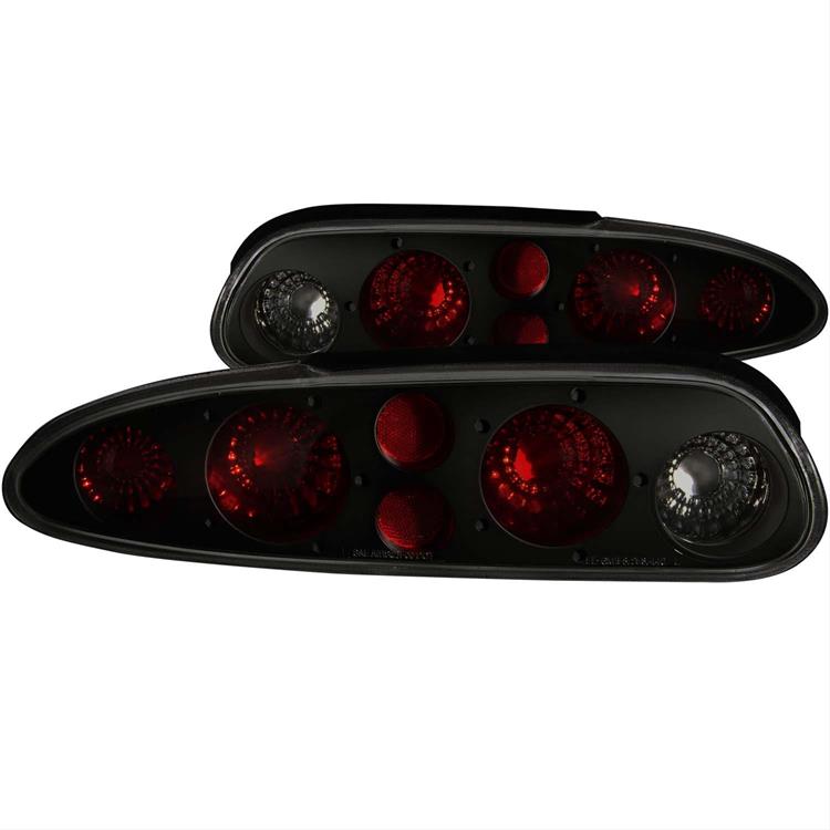 Taillight Assemblies, Euro-Style, Red/Clear Lens, Dark Smoke Color Housing, Chevy, Set