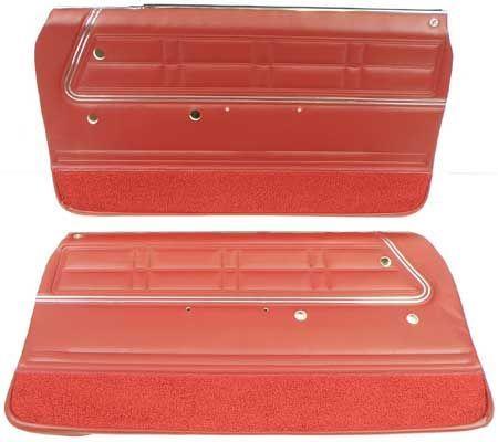 1967 IMPALA / SS 2 DOOR COUPE & CONVERTIBLE RED PRE-ASSEMBLED FRONT DOOR PANELS