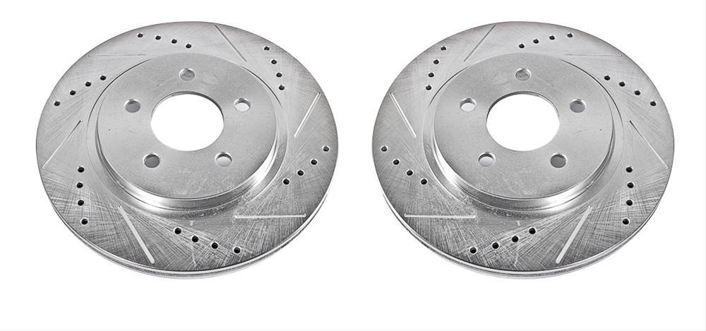 Brake Rotors, Drilled/Slotted, Iron, Zinc Dichromate Plated, Rear, Ford, Pair