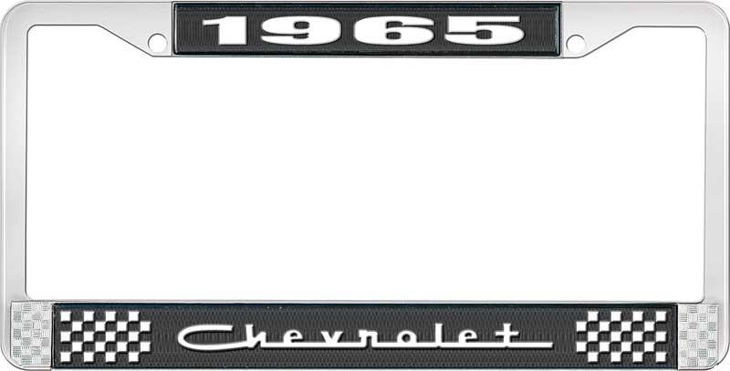 nummerplåtshållare, 1965 CHEVROLET svart/krom, med vit text