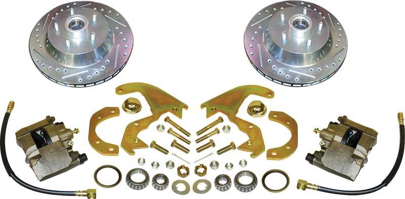 Front Disc Brake Conversion Set with 10-3/4" Drilled/Slotted Rotors