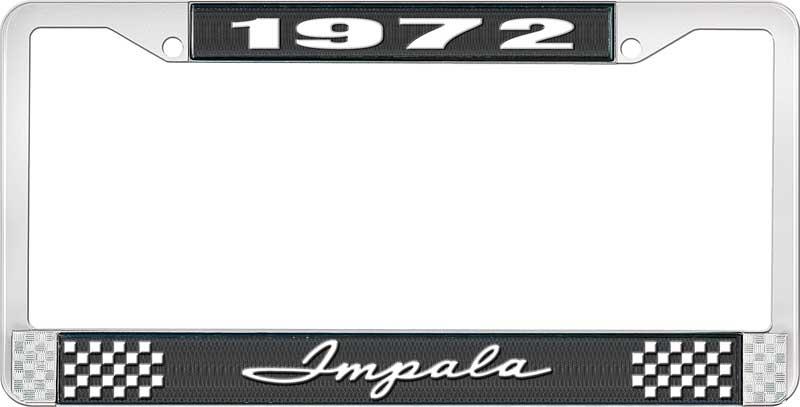nummerplåtshållare, 1972 IMPALA svart/krom, med vit text