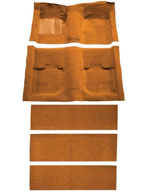1969-70 Mustang Fastback Nylon Loop Floor Carpet with Fold Downs and Mass Backing  - Medium Saddle
