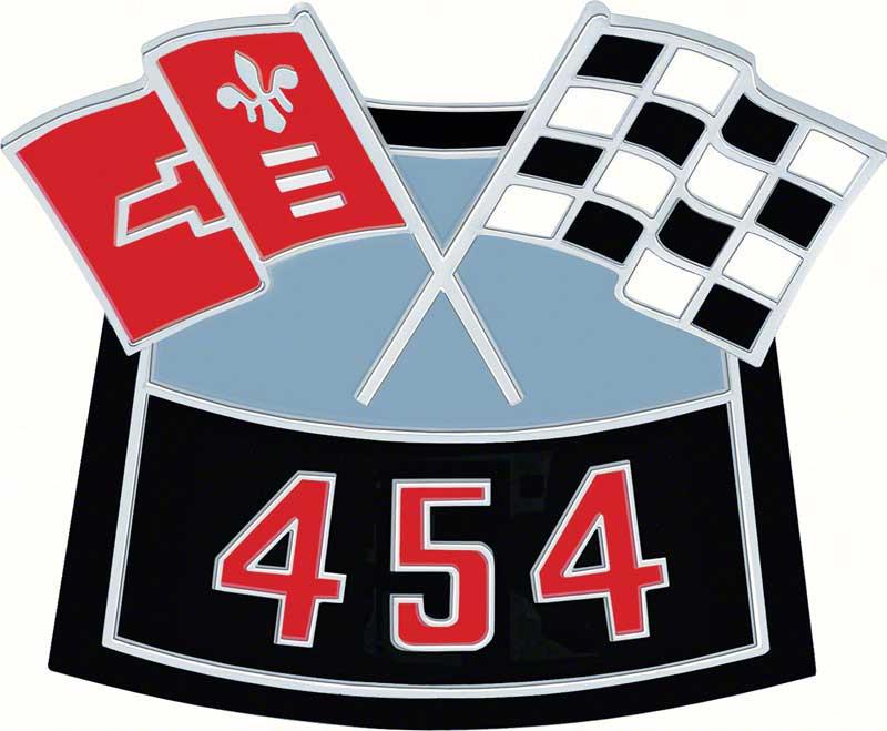 454 AIR CLEANER CROSSED FLAGS DIE-CAST EMBLEM