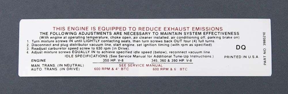 Emission Decal,A/T,M/T,1970E