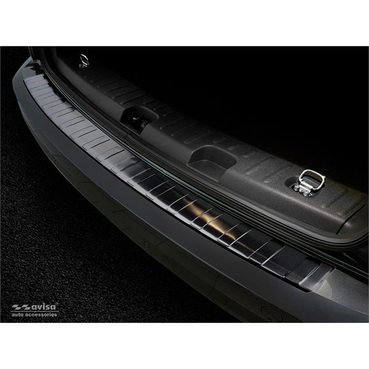 Zwart RVS Achterbumperprotector passend voor Volkswagen Caddy 2004-2015 & FL 2015-2020 'Ribs'