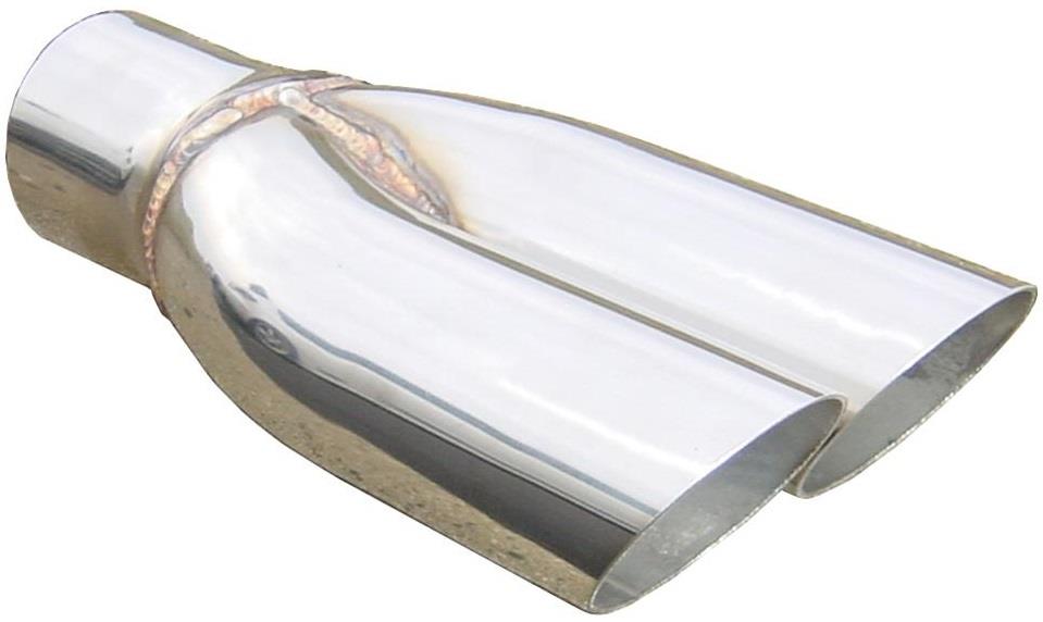 Exhaust Tips, Stainless Steel, Polished, Slant Cut, 2.50 in. Inlet, 2.25 in. Dual Outlets