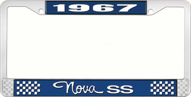 1967 NOVA SS LICENSE PLATE FRAME STYLE 3 BLUE