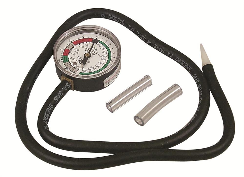 Tester, Vacuum and Fuel Pump Pressure, 2.5 in. Diameter Gauge, White Dial Face, 3 ft. Hose, Lisle, Each