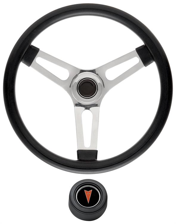 Steering Wheel Kit, 59-68 Pontiac, Sym Foam, 1.5, Hi Rise Cap, Arrowhead, Black