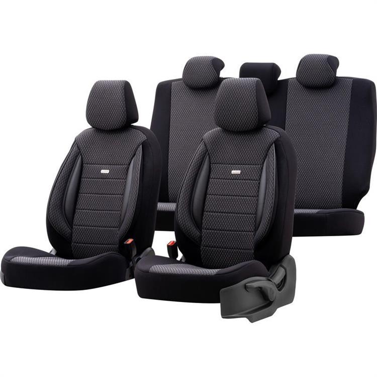 Universal Fabric Seat cover set 'SelectedFit Sports' Black - 11-pieces - suitable for Side-Airbags