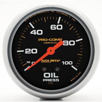 Oil pressure, 67mm, 0-100 psi, mechanical, liquid filled