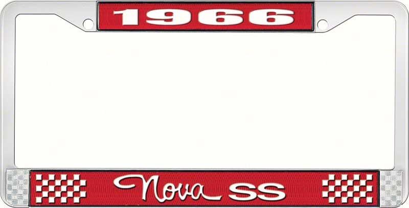 1966 NOVA SS LICENSE PLATE FRAME STYLE 3 RED