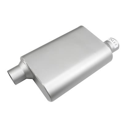 Muffler, 2  Chambered, 2.5 in. Inlet, 2.5 in. Outlet, Offset Inlet, Offset Outlet, Steel, Aluminized, Each