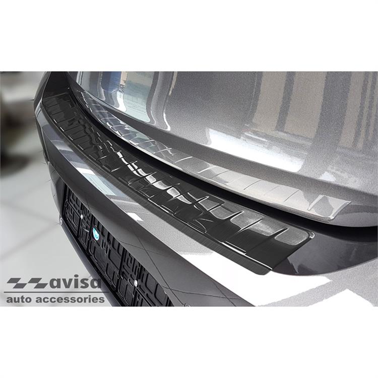 Zwart RVS Achterbumperprotector passend voor Opel Corsa F Edition/Elegance HB 5-deurs 2019- 'Ribs' (excl. Equipment Ultimate)