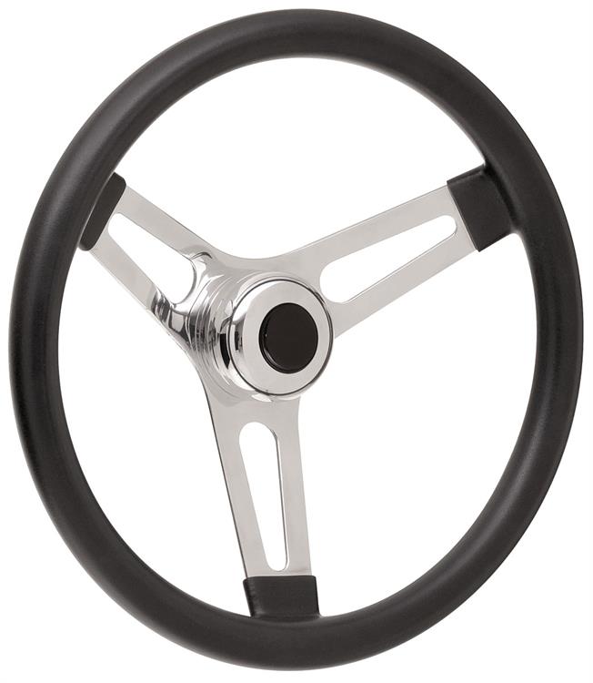 Steering Wheel Kit, 59-68 GM, Symm. Foam, 3.25, Tall Cap, Plain, Black