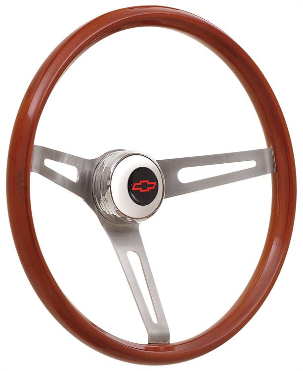 Steering Wheel Kit, 67-68 Chevrolet, Retro Wood, Tall Cap, Red Bowtie