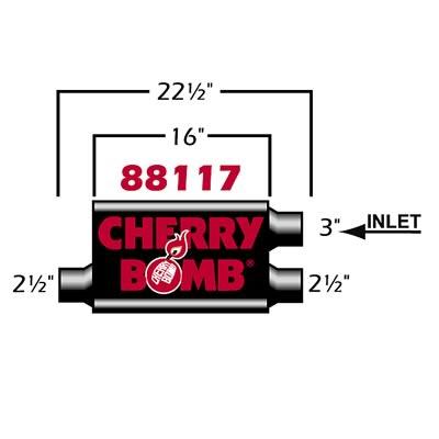 muffler, 3" in / 2,5" out, oval