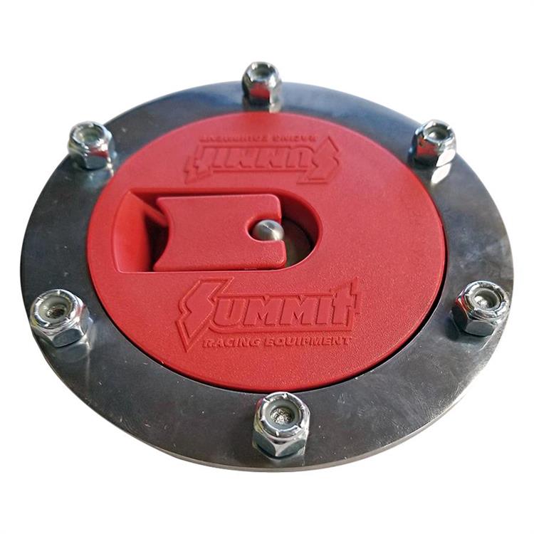 Fuel Cell Cap, Steel, Zinc Plated/Red, Flush Mount