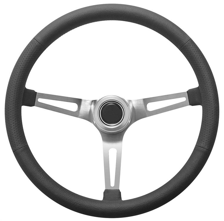 Steering Wheel Kit, 1959-68 GM, Retro w/Slots, Plain Cap Pol, Hi-Rise