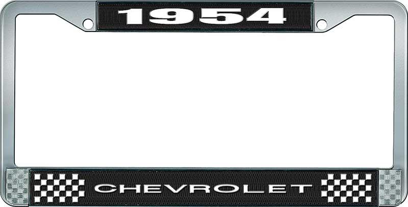 nummerplåtshållare, 1954 CHEVROLET, svart/krom, med vit text