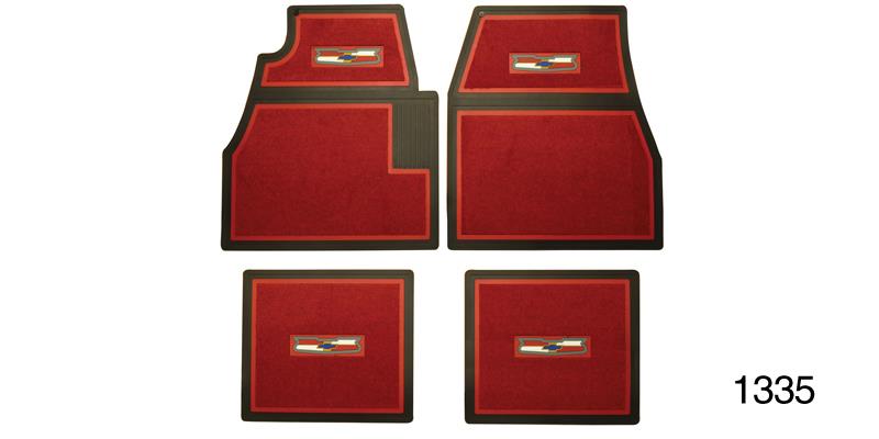 Mats, carpet, w/ crestlogo, red, set of 4