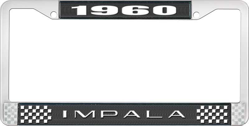 nummerplåtshållare, 1960 IMPALA svart/krom, med vit text