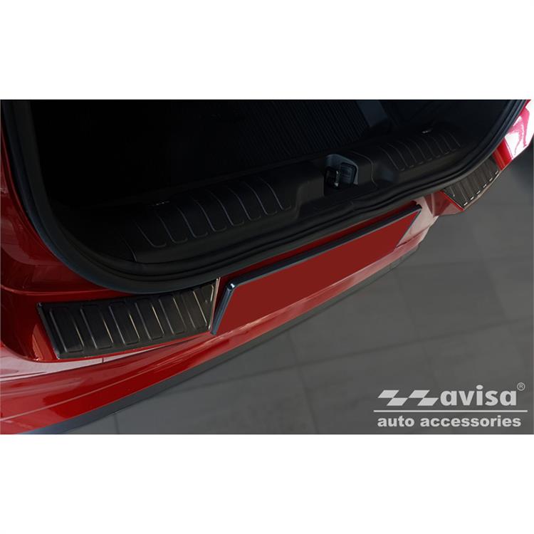 Black Stainless Steel Rear bumper protector suitable for Ford Puma 2019- 'Ribs' (2-pieces)