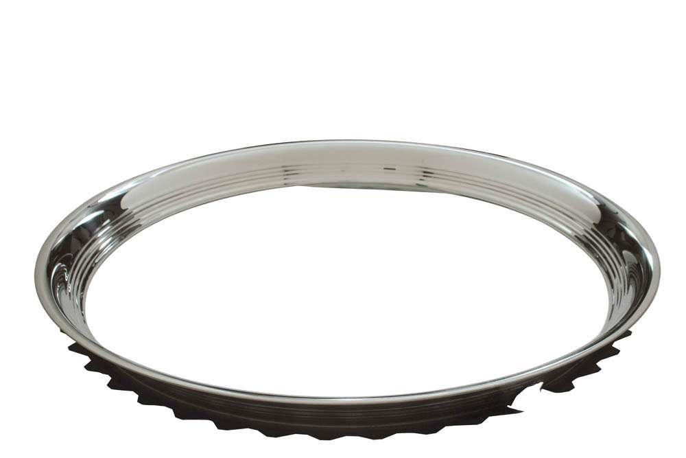 Wheel Trim Ring, Stainless Steel, Polished, Ribbed, Snap-On, 15"