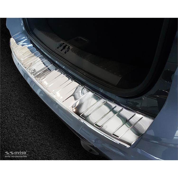 Chrome Stainless Steel Rear bumper protector suitable for Ford Kuga II 2013-2019 'Ribs'