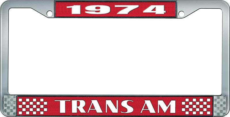 1974 Trans Am Style #2 License Plate Frame - Red and Chrome with  White Lettering