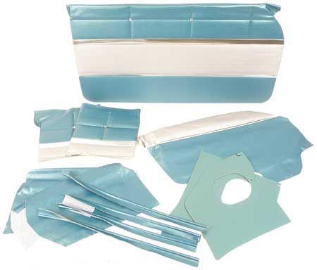 1961 IMPALA CONVERTIBLE TURQUOISE / SILVER VINYL FRONT AND REAR SIDE PANEL SET WITHOUT UPPER RAILS