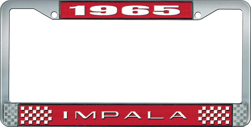 nummerplåtshållare, 1965 IMPALA röd/krom , med vit text