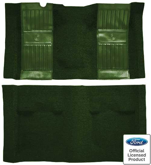 1969 Mustang Mach 1 Nylon Floor Carpet with Mass Backing - Green with Green Inserts