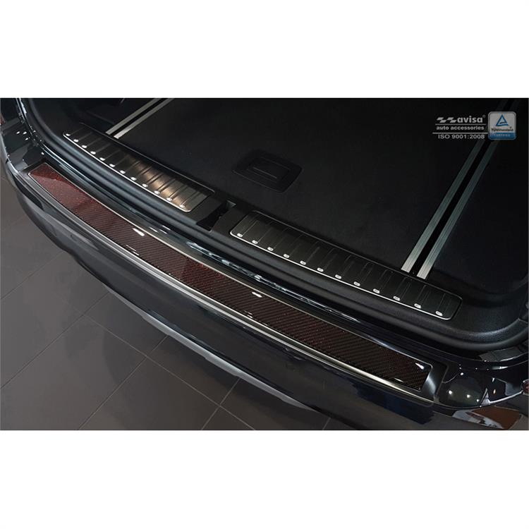 Stainless Steel Rear bumper protector 'Deluxe' suitable for BMW X3 F25 2014-2017 Black Mirror/Red-Black Carbon