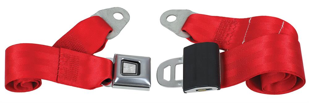 Seat Belts, 1954-77 Push Button Style Lap Belt, Red
