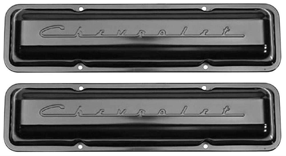 Valve Covers, 1964-88 Chevrolet, Script Style, Small Block, Black