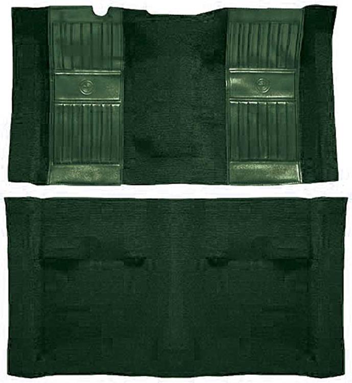 1971-73 Mustang Mach 1 Passenger Area Nylon Floor Carpet - Green with Green Pony Inserts