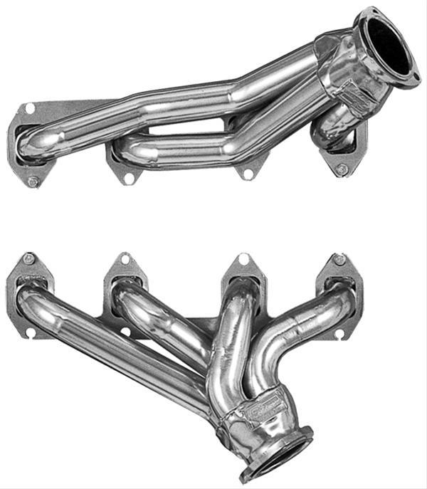 Header, Block Hugger, Steel, Silver Ceramic Coated, 1 3/4" Tubes, 3" Collectors, Ford, 332-428 FE