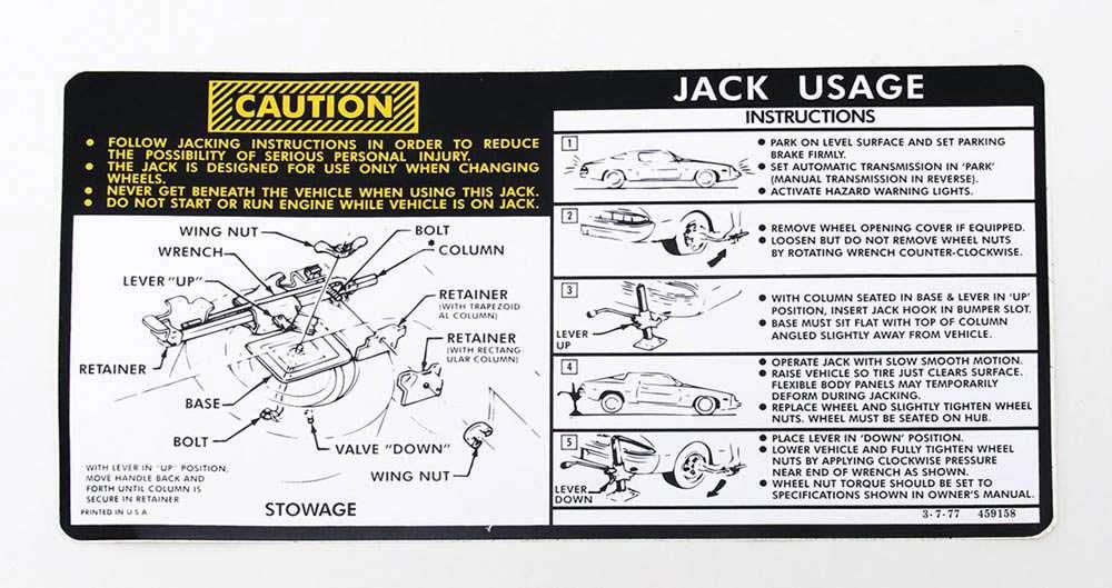 78-79 JACK INSTRUCTIONS DECAL