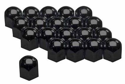 Set universele wielmoerkapjes - Zwart Staal - 17mm - set à 20 stuks