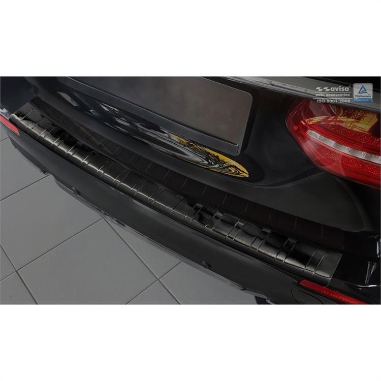 Zwart RVS Achterbumperprotector passend voor Mercedes E-Klasse W213 Kombi 2016- 'Ribs'